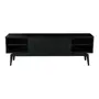 RACK 2 PORTAS DE CORRER 1,80 M X 40 CM COM PALHINHA ARES - EBANIZADO/PRETO - Foto 1