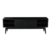 RACK 2 PORTAS DE CORRER 1,80 M X 40 CM COM PALHINHA ARES - EBANIZADO/PRETO - Foto 1