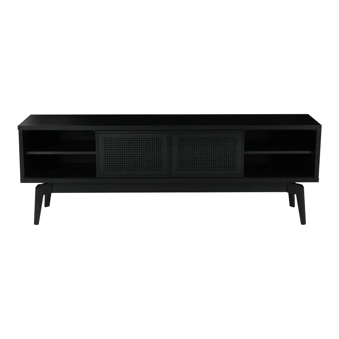 RACK 2 PORTAS DE CORRER 1,80 M X 40 CM COM PALHINHA ARES - EBANIZADO/PRETO - Foto 1