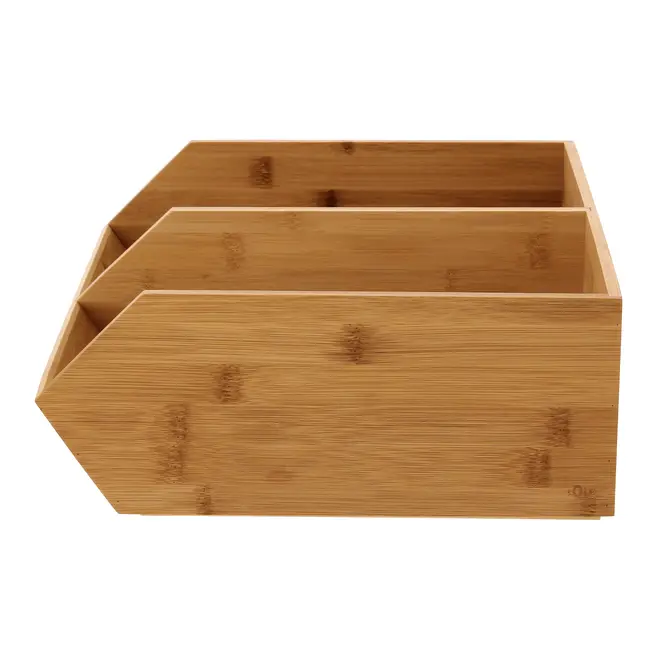 ORGANIZADOR EMPILHÁVEL 34 CM X 31 CM COM 2 DIVISÓRIAS BAMBOO - BAMBU - Foto 4