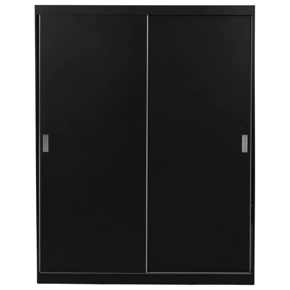 GUARDA-ROUPA DE CASAL 2 PORTAS DE CORRER 180 NOVILE - PRETO/BRANCO - Foto 1