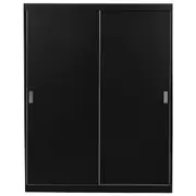 GUARDA-ROUPA DE CASAL 2 PORTAS DE CORRER 180 NOVILE - PRETO/BRANCO - Foto 1
