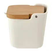 SALEIRO COM TAMPA 9 CM AREIAL - BRANCO/BAMBU - Foto 3