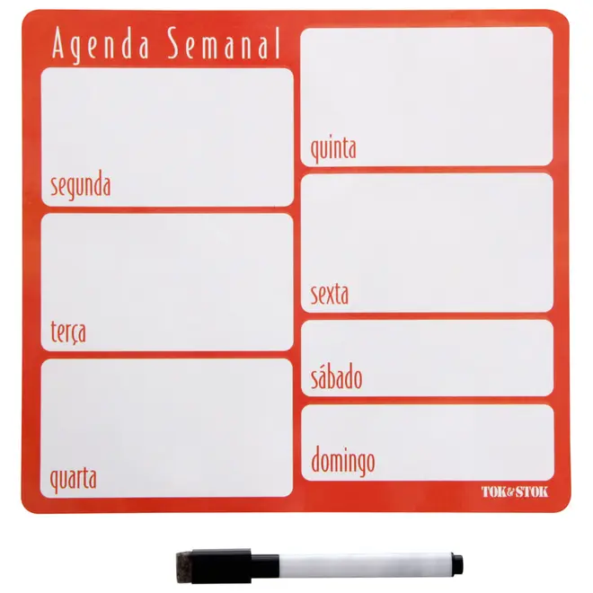 SEMANAL ÍMÃ C/CANETA 2VRD. - BRANCO/LARANJA - Foto 1