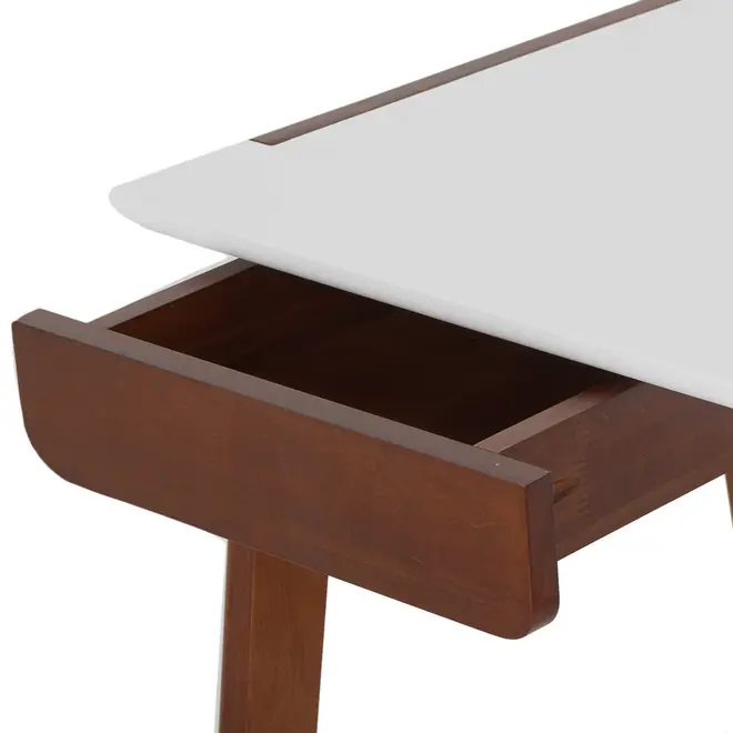 MESA DE ESCRITÓRIO 1 GAVETA 1,20 M X 60 CM HANNA - NOZES/BRANCO - Foto 3
