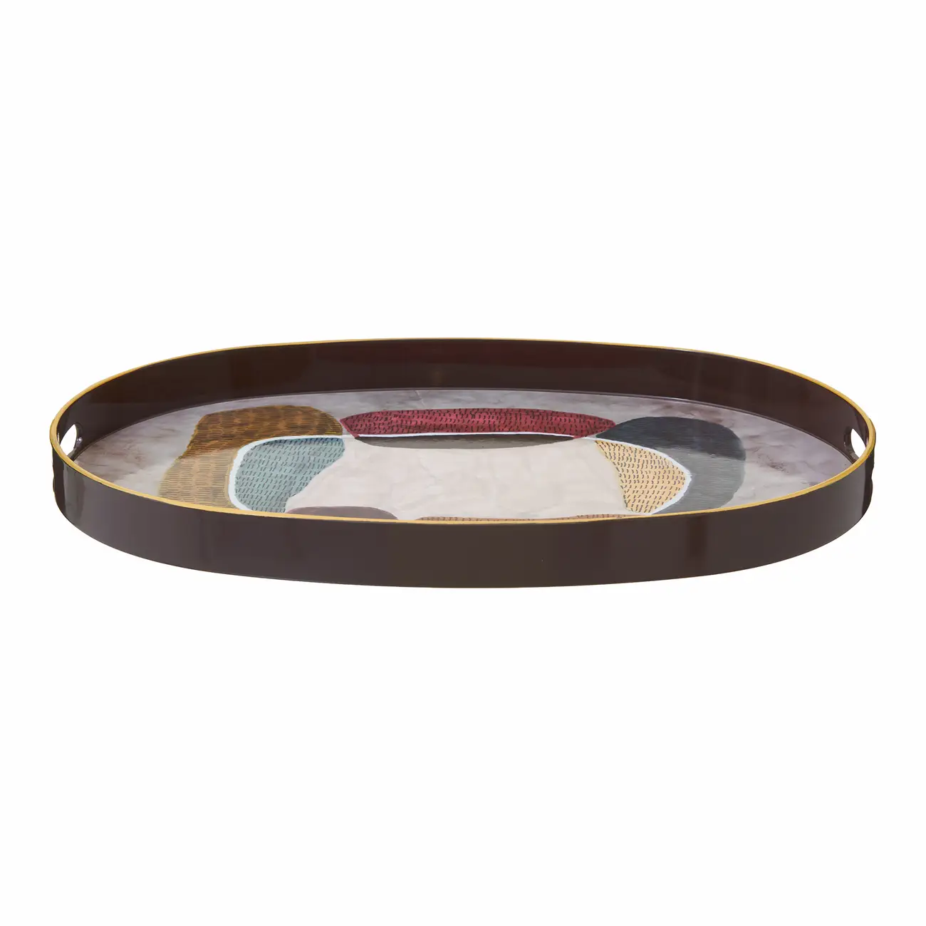 BANDEJA 44 CM X 30 CM PAISAGISTA - MARROM DE LEI/MULTICOR - Foto 1