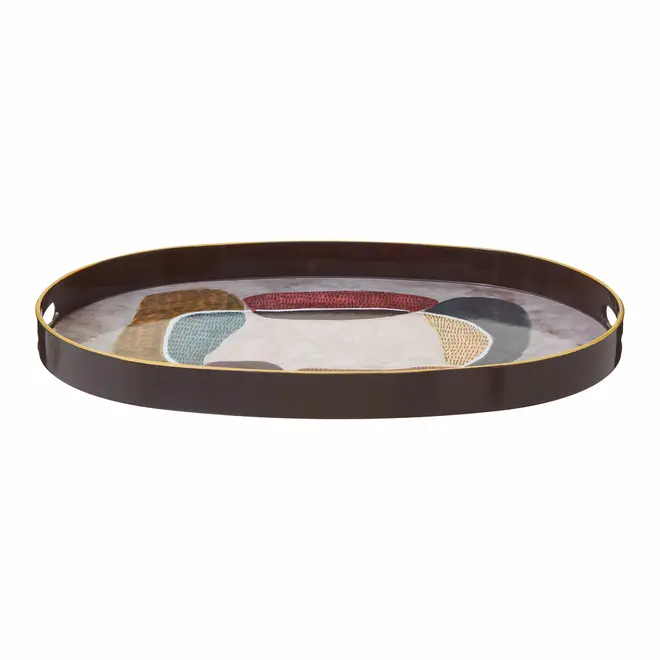 BANDEJA 44 CM X 30 CM PAISAGISTA - MARROM DE LEI/MULTICOR - Foto 1