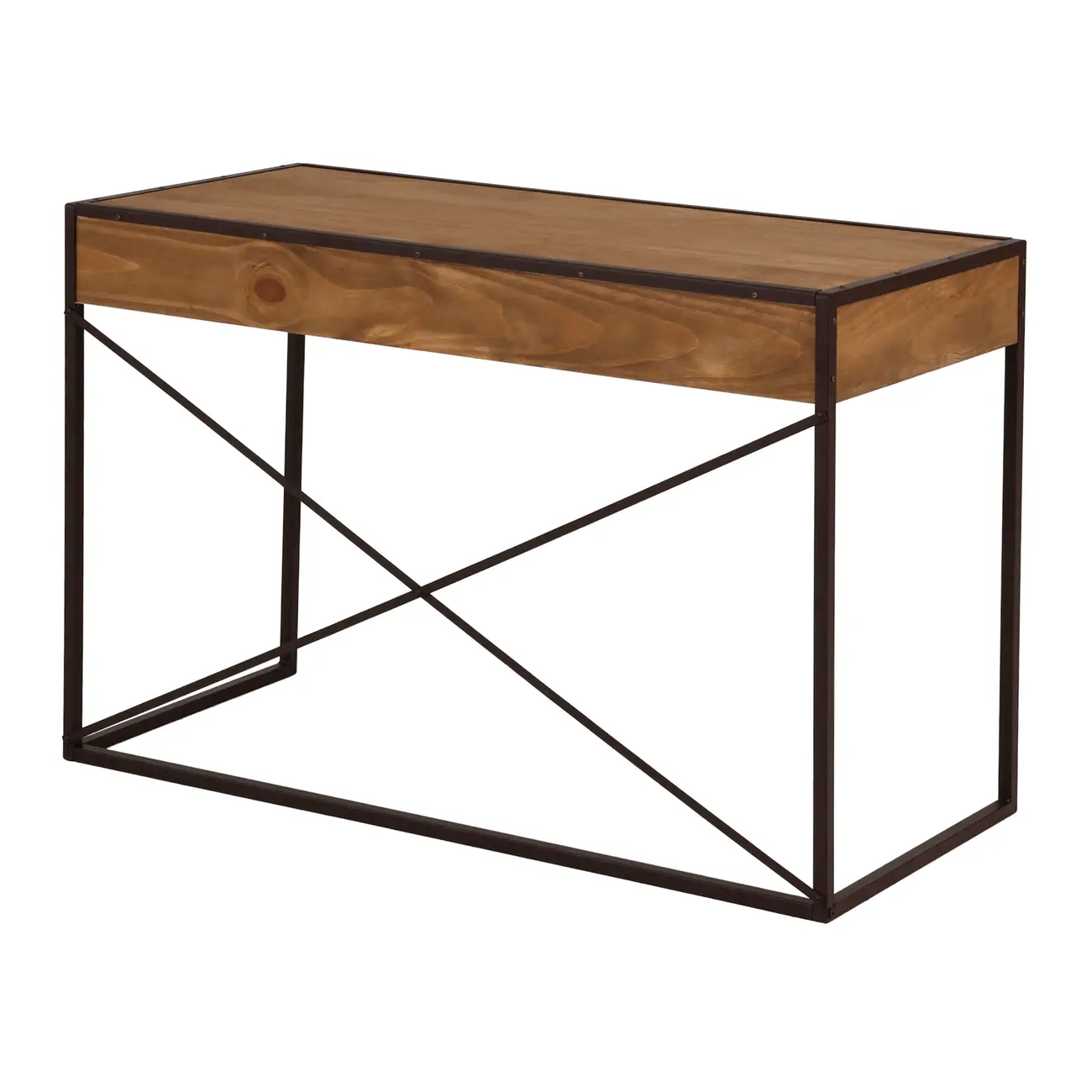 ESCRIVANINHA 2 GAVETAS 1,20 M X 52 CM STEAM TRUNK - CASTANHO/ENCERADO CASTANHO - Foto 5