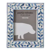 PORTA-RETRATO 15 CM X 20 CM ALFAMA - AZUL/BRANCO - Foto 1