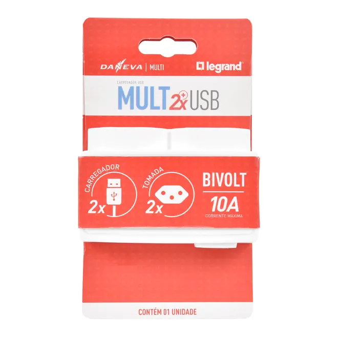 ADAPTADOR COM 2 SAÍDAS/2 PLUGUES/FIO TERRA E SAÍDAS USB CONNECT - BRANCO - Foto 6
