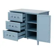 CÔMODA 3 GAVETAS/1 PORTA 93 CM X 53 CM BOUQUET XODÓ - BLEU CENDRÉ/MULTICOR - Foto 5