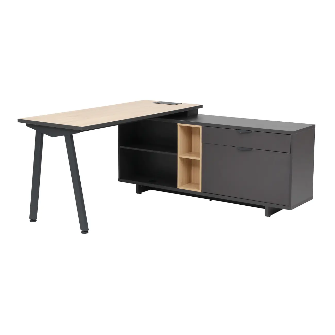 MESA COM BALCÃO 1 PORTA BASCULANTE/1 GAVETA 1,60 M X 1,60 M ALETA - KONKRET/OAK TAMMI - Foto 3