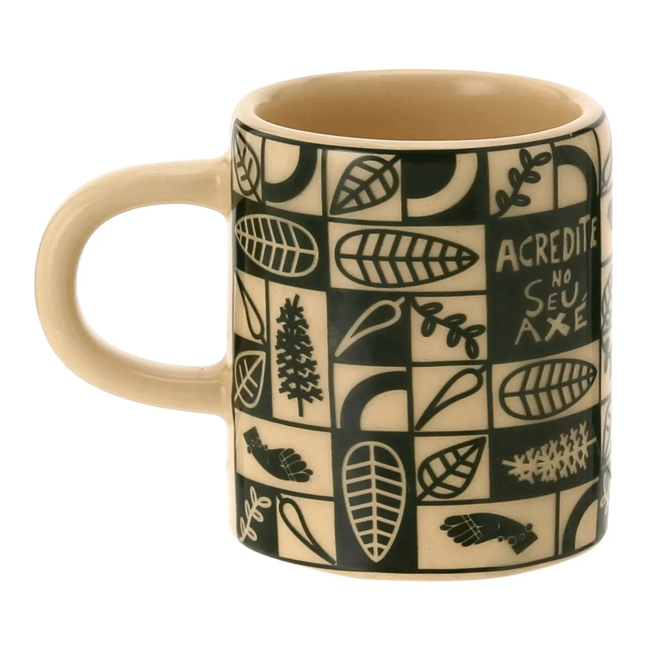 CANECA 140 ML SETE ERVAS AXÉ - ARGILA CRUA/VERDE - Foto 4