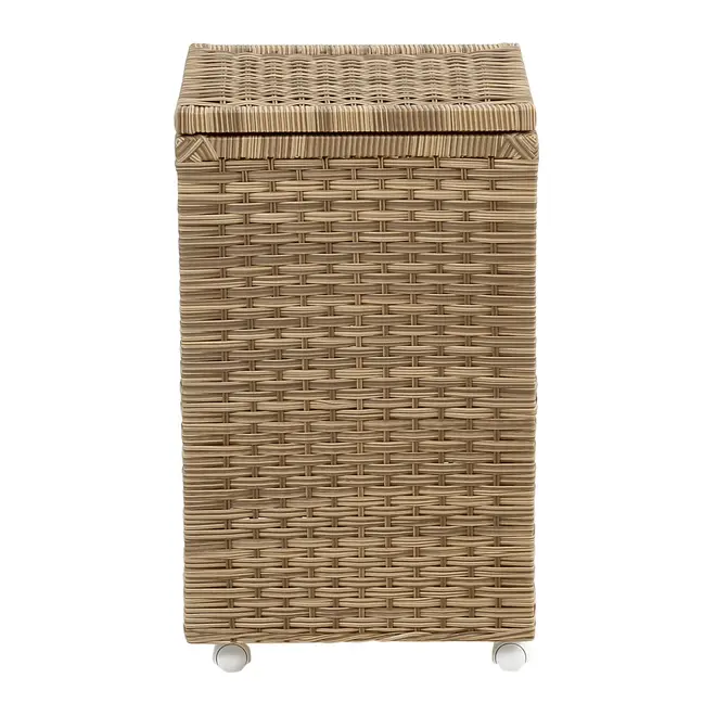 CESTO PARA ROUPA COM RODINHAS 35 CM X 35 CM X 57 CM ENREDO - BEGE - Foto 1