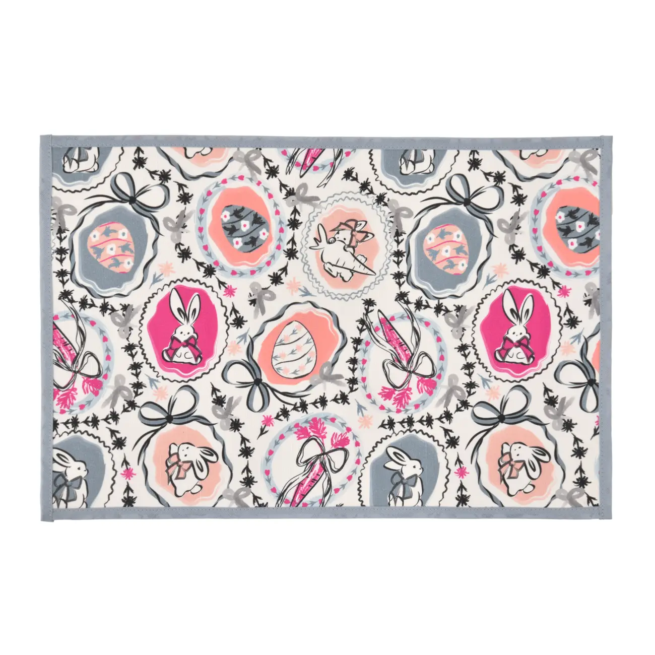 LUGAR AMERICANO 34 CM X 50 CM PASCOQUETTE - BLEU CENDRÉ/VIN ROSE - Foto 1