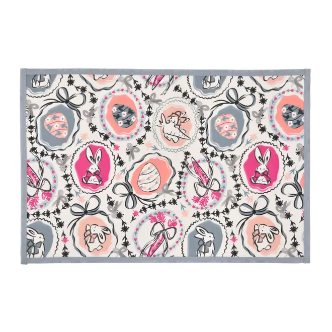 LUGAR AMERICANO 34 CM X 50 CM PASCOQUETTE - BLEU CENDRÉ/VIN ROSE - Foto 1