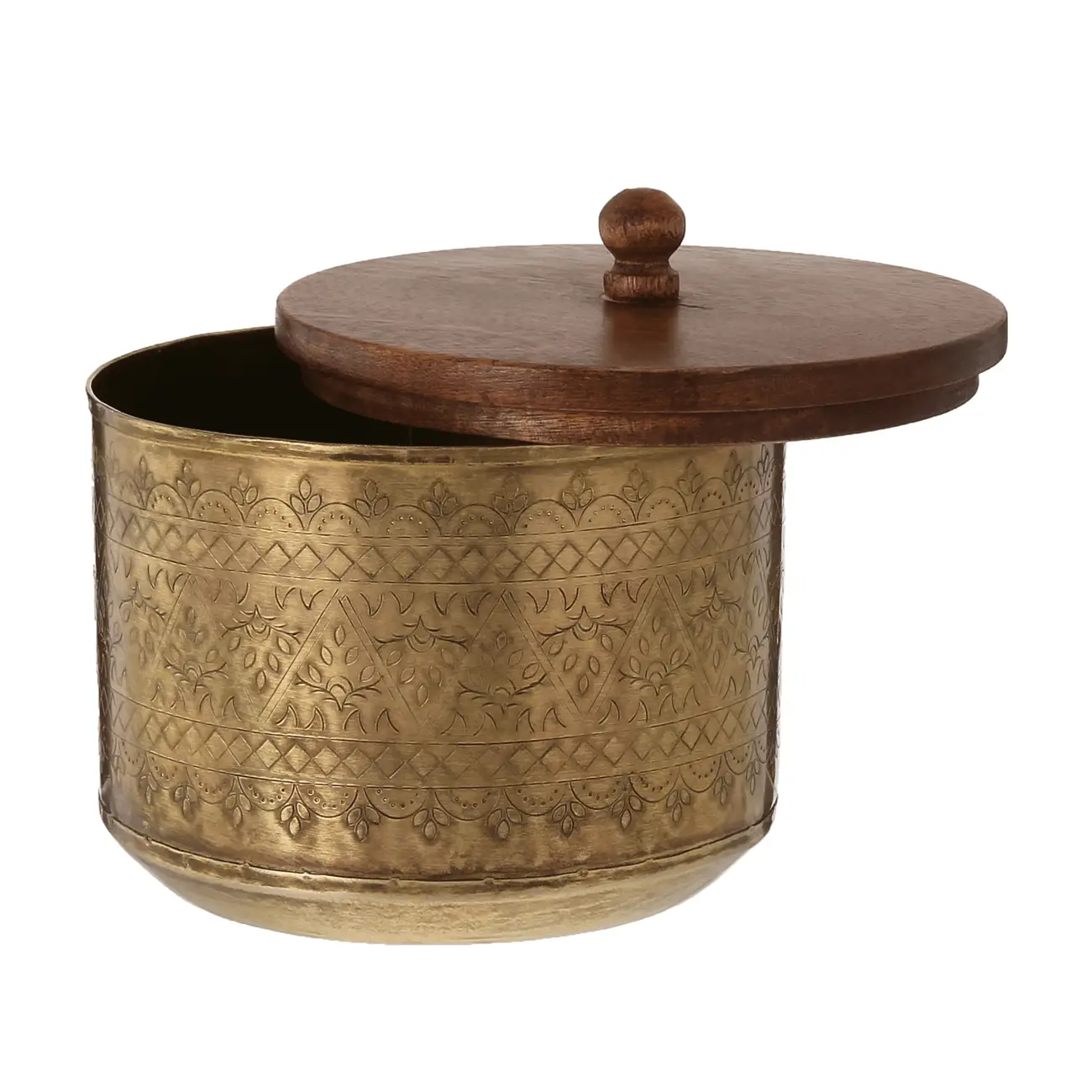 CAIXA DECORATIVA 16 CM X 14 CM PROA - OURO VELHO/NOZES - Foto 2