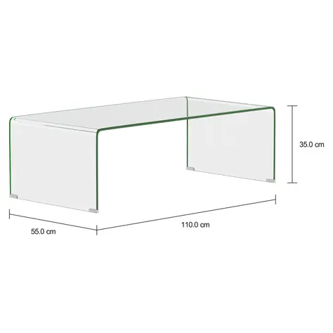 Imagem com medidas do produto MESA DE CENTRO 1,10 M X 55 CM INGLASS