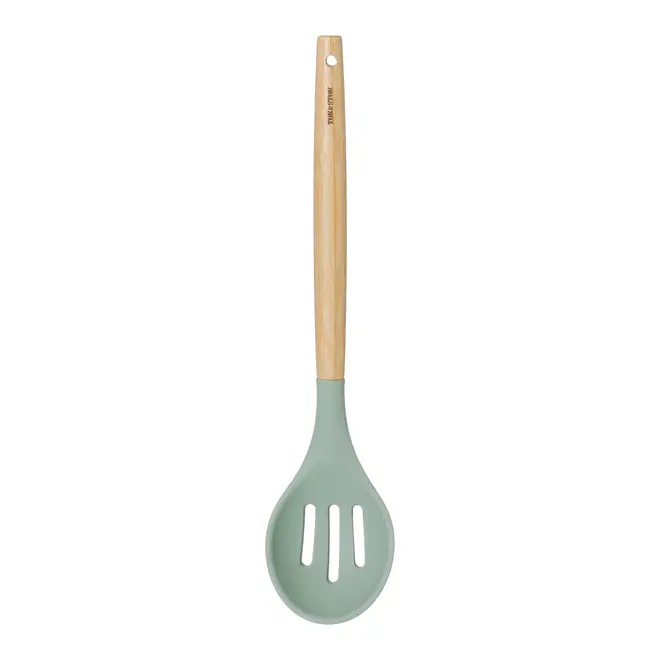 COLHER VAZADA 31 CM SILIBOO - SÁLVIA/BAMBU - Foto 1