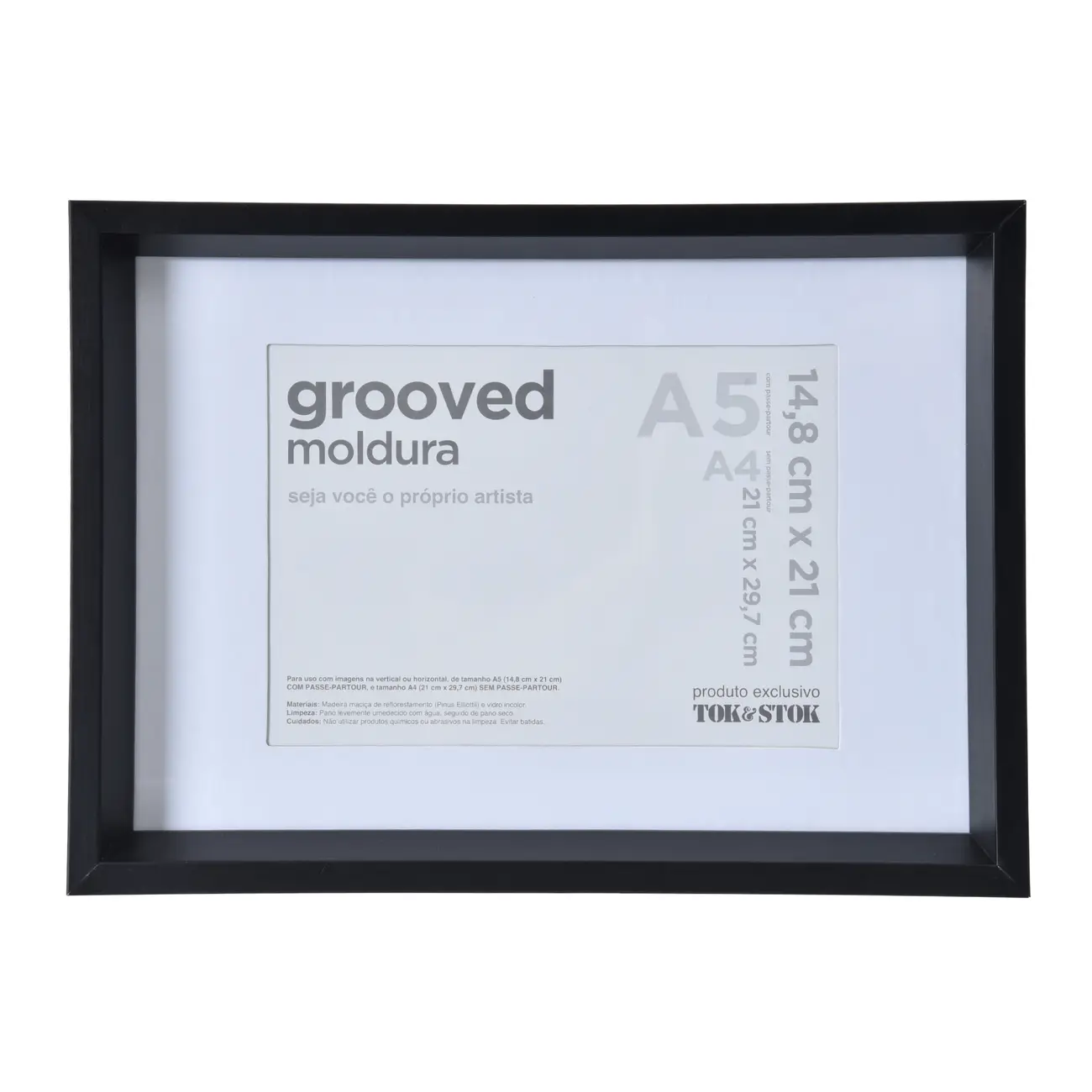 MOLDURA A5 14 CM X 21 CM GROOVED - PRETO - Foto 1