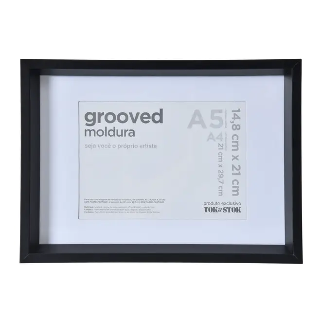 MOLDURA A5 14 CM X 21 CM GROOVED - PRETO - Foto 1