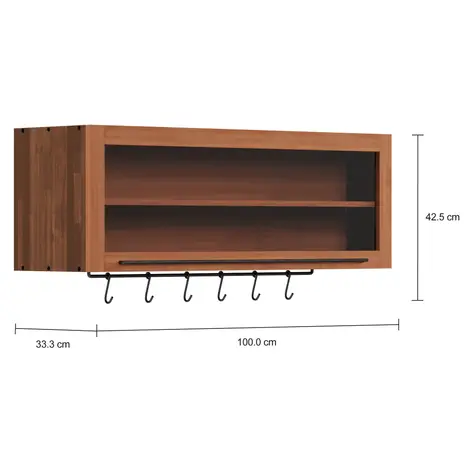 Imagem com medidas do produto ARMÁRIO DE COZINHA AÉREO 1 M 1 PORTA BASCULANTE GOURMET