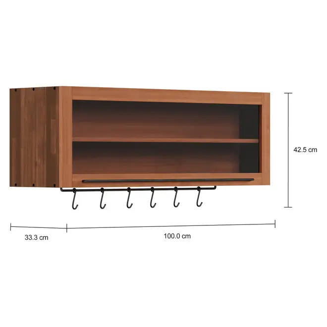ARMÁRIO DE COZINHA AÉREO 1 M 1 PORTA BASCULANTE GOURMET - NOZES/INCOLOR - Foto 4