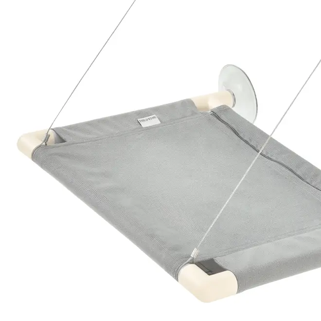 CAMA DE JANELA PARA GATOS COM VENTOSA LOUDLY - CINZA/INCOLOR - Foto 5