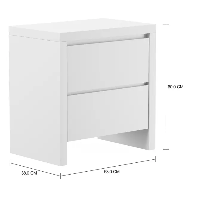 MESA DE CABECEIRA 2 GAVETAS VOGAN - BRANCO BRILHANTE - Foto 4