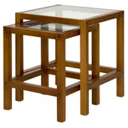 MESA LATERAL CONJUNTO COM 2 PEÇAS SEQUENCE - NOZES/INCOLOR - Foto 1