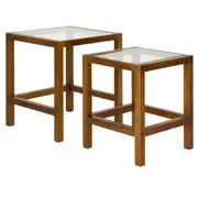 MESA LATERAL CONJUNTO COM 2 PEÇAS SEQUENCE - NOZES/INCOLOR - Foto 2