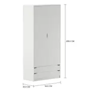 GUARDA-ROUPA 2 PORTAS/4 GAVETAS WINK - BRANCO - Foto 8