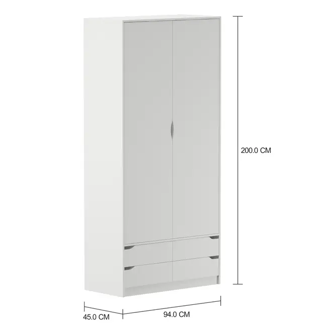 GUARDA-ROUPA 2 PORTAS/4 GAVETAS WINK - BRANCO - Foto 8