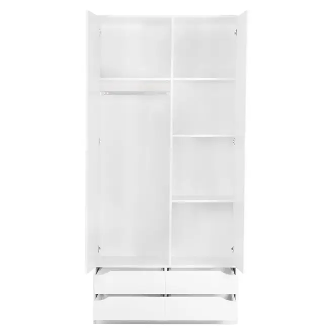 GUARDA-ROUPA 2 PORTAS/4 GAVETAS WINK - BRANCO - Foto 4