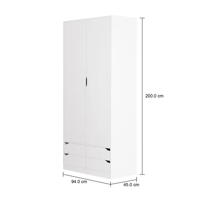 GUARDA-ROUPA 2 PORTAS/4 GAVETAS WINK - BRANCO - Foto 7