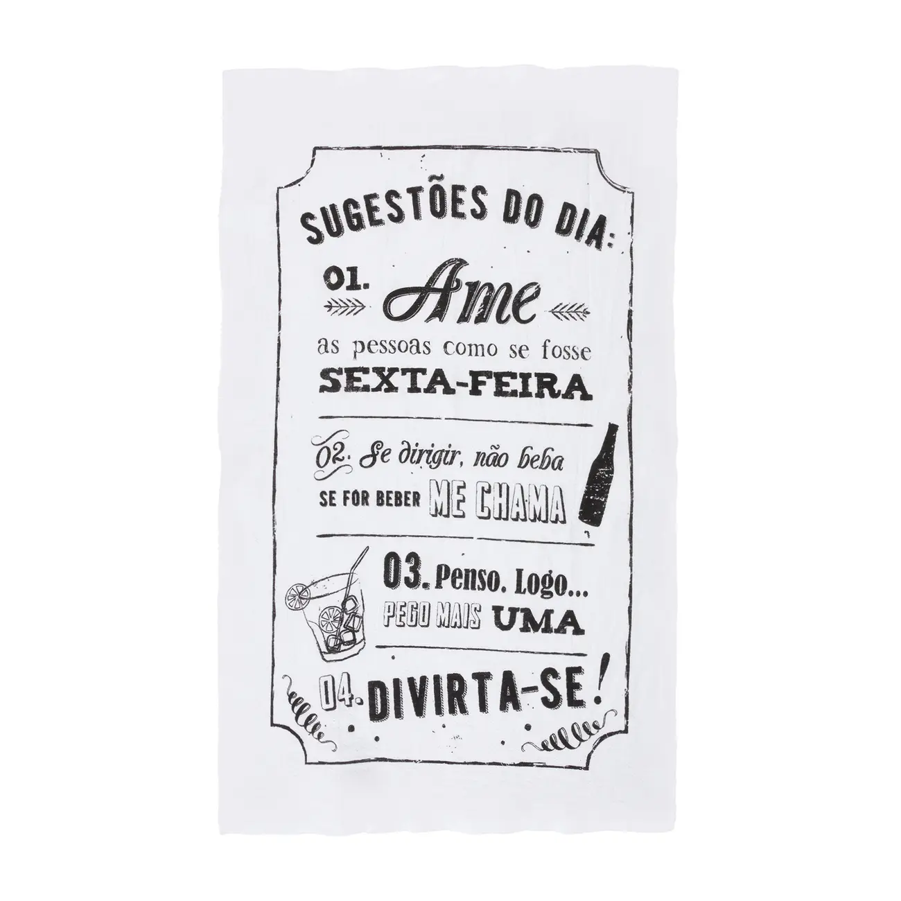 PANO DE PRATO BOTECO - PRETO/BRANCO - Foto 1