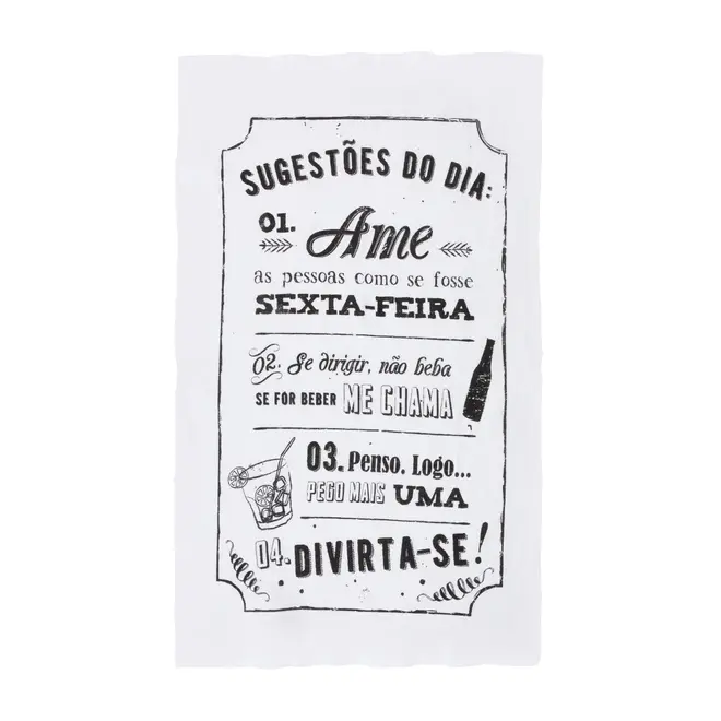 PANO DE PRATO BOTECO - PRETO/BRANCO - Foto 1