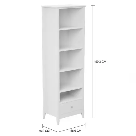 Imagem com medidas do produto ESTANTE 1 GAVETA 58 CM X 1,90 M DEVON