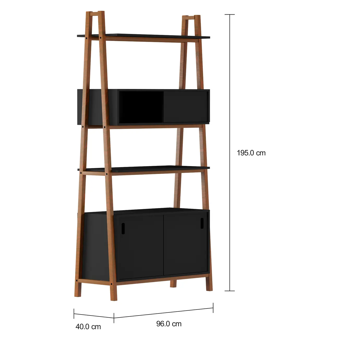 ARQUITET ESTANTE 3 PORTAS DE CORRER 96 CM X 1,95 M - NOZES/PRETO - Foto 2