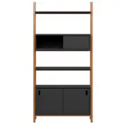 ARQUITET ESTANTE 3 PORTAS DE CORRER 96 CM X 1,95 M - NOZES/PRETO - Foto 1