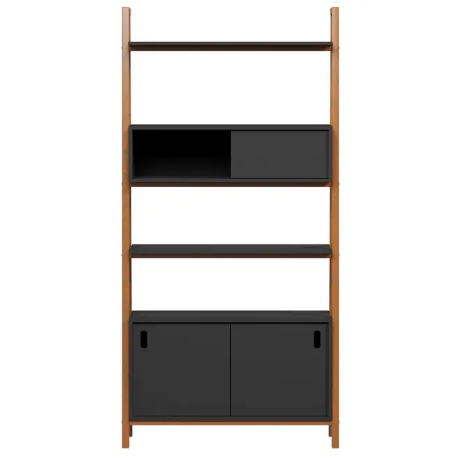 ARQUITET ESTANTE 3 PORTAS DE CORRER 96 CM X 1,95 M - NOZES/PRETO - Foto 1