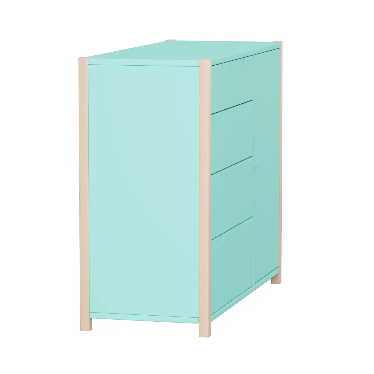 CÔMODA 4 GAVETAS/1 PORTA 1,07 M X 42 CM PIN PLAY - NATURAL WASHED/MENTA - Foto 18