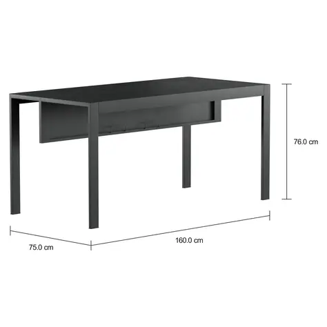 Imagem com medidas do produto MESA DE ESCRITÓRIO 1,60 M X 75 CM BRÁS