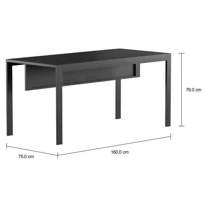 MESA DE ESCRITÓRIO 1,60 M X 75 CM BRÁS - GRAFITE FOSFATIZADO - Foto 2