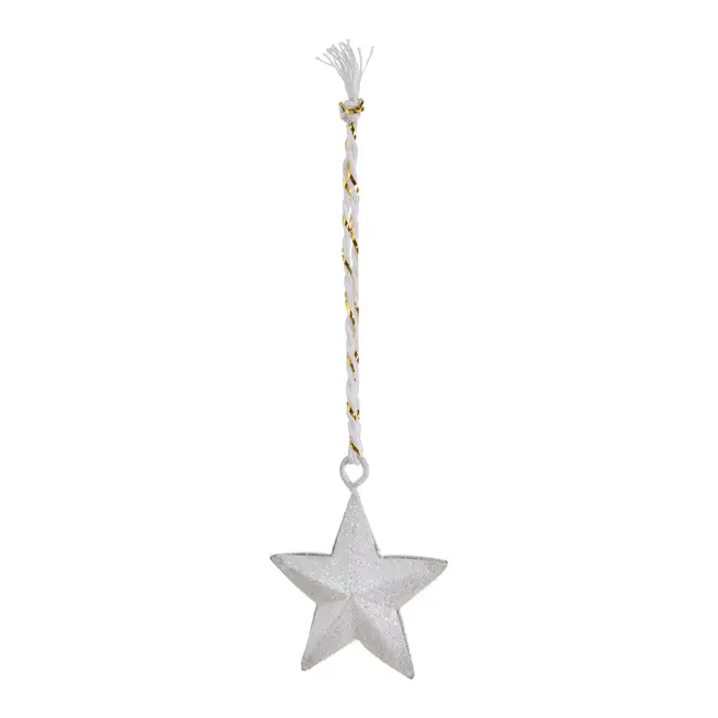 PINGENTE ESTRELAS COM 12 PEÇAS NATAL ASTRAL - DOURADO/BRANCO - Foto 1