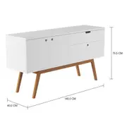 BUFFET 3 PORTAS/1 GAVETA 1,40 M X 40 CM BARTÔ - BRANCO/NOZES - Foto 2