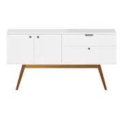 BUFFET 3 PORTAS/1 GAVETA 1,40 M X 40 CM BARTÔ - BRANCO/NOZES - Foto 1