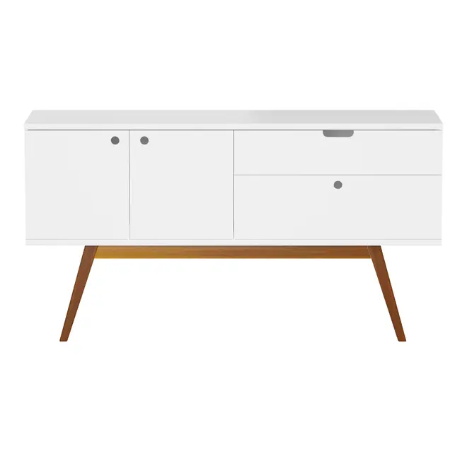 BUFFET 3 PORTAS/1 GAVETA 1,40 M X 40 CM BARTÔ - BRANCO/NOZES - Foto 1