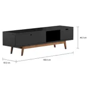 BARTÔ RACK 1 PORTA BASCULANTE/1 GAVETA 1,60 M X 40 CM - NOZES/PRETO - Foto 2
