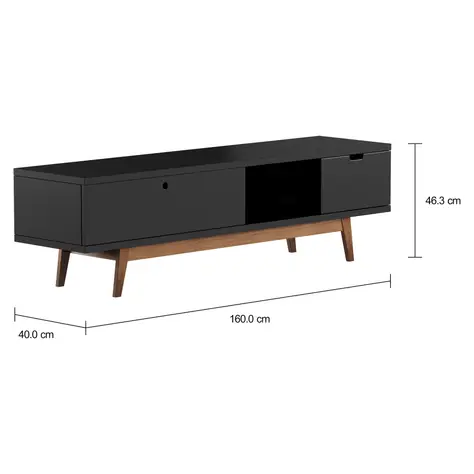 Imagem com medidas do produto BARTÔ RACK 1 PORTA BASCULANTE/1 GAVETA 1,60 M X 40 CM